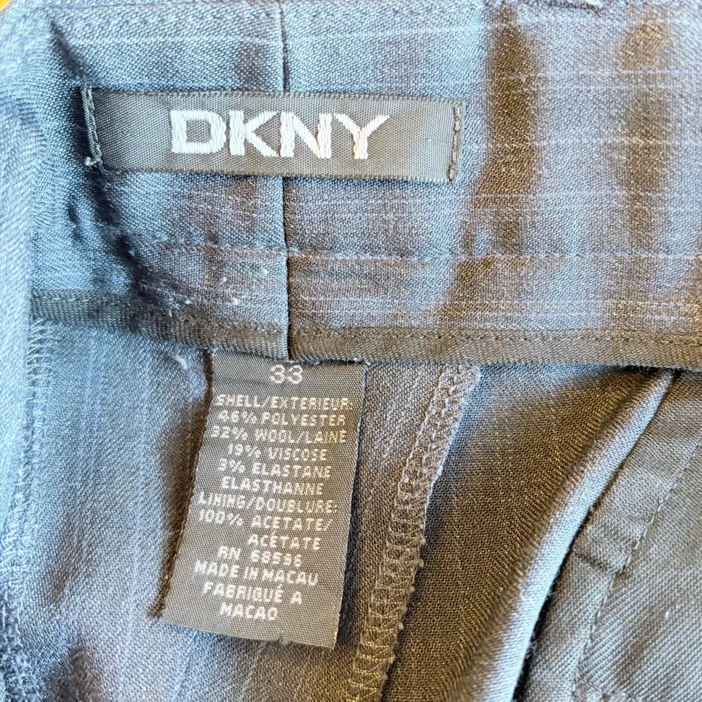 DKNY Pinstripe Flat Front Wool Blend Trousers